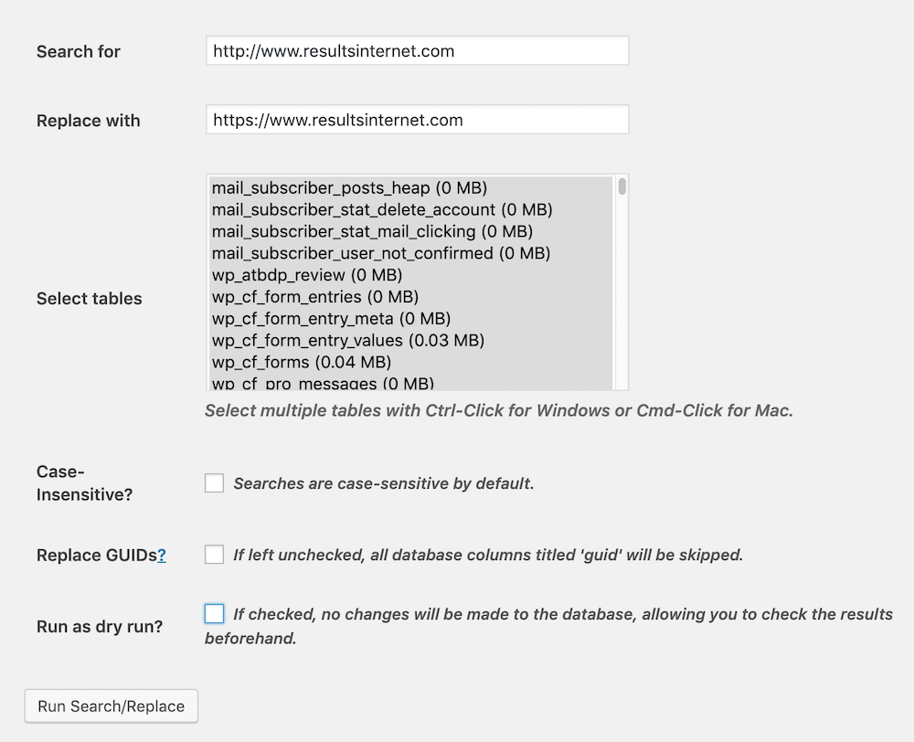 Run Search and Replace on Your WordPress Database